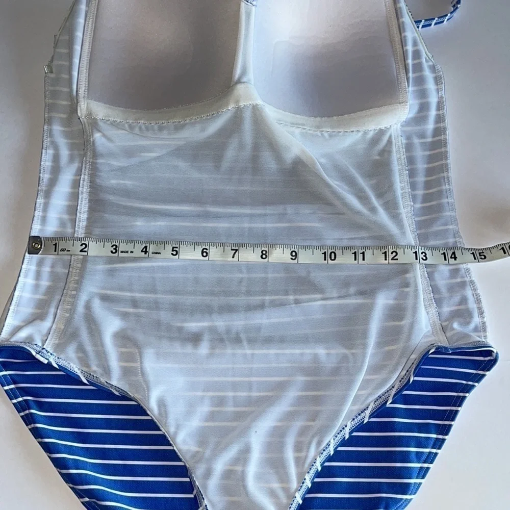 Nip Tuck Chambray Riviera Stripe Joanne Twist Tummy Control One Piece Swimsuit